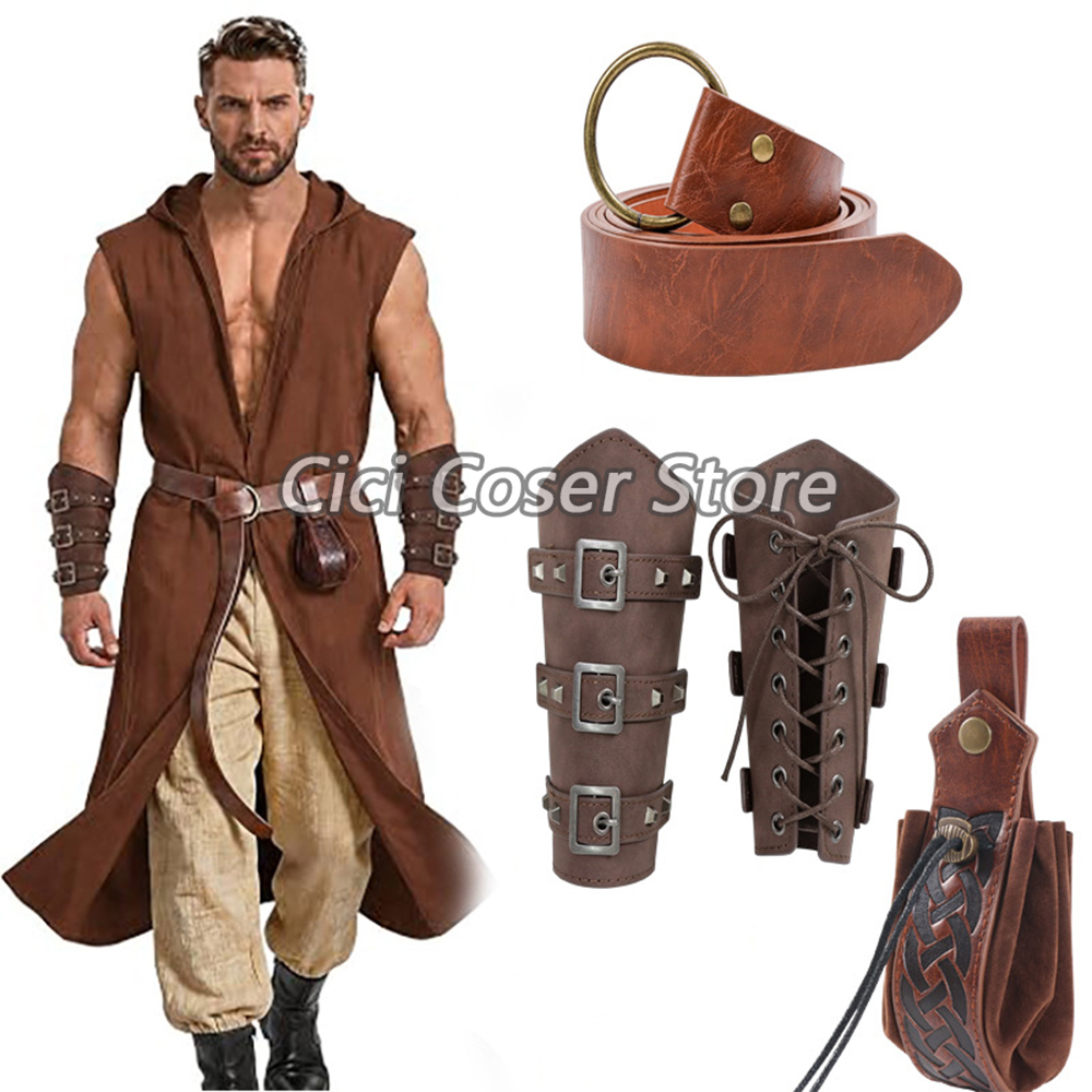 Prop For Cosplay - Medieval PU Leather Belt Bracers Waist